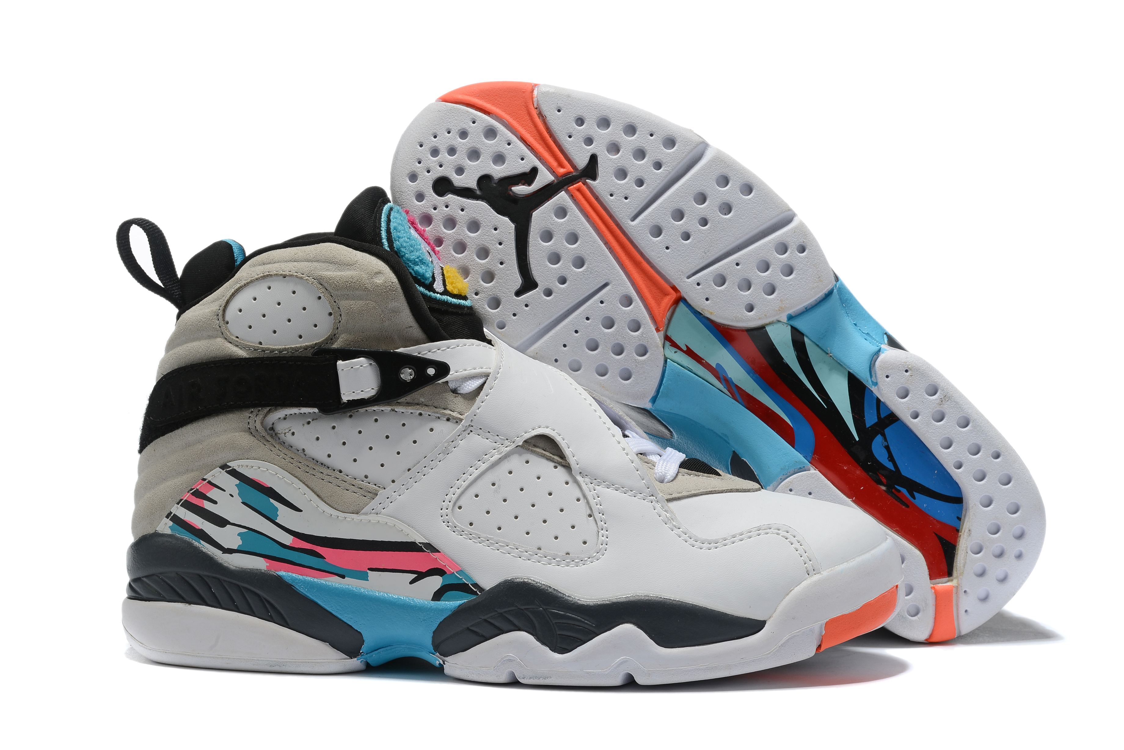 2019 Air Jordan 8 White Grey Black Jade Orange Shoes 2019 Air Jordan 8 White Grey Black Jade Orange Shoes